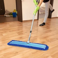 Gritt Commercial All-In-One Microfiber Dust Mop Set With 72" Telescopic Handle, 48", Blue/Silver