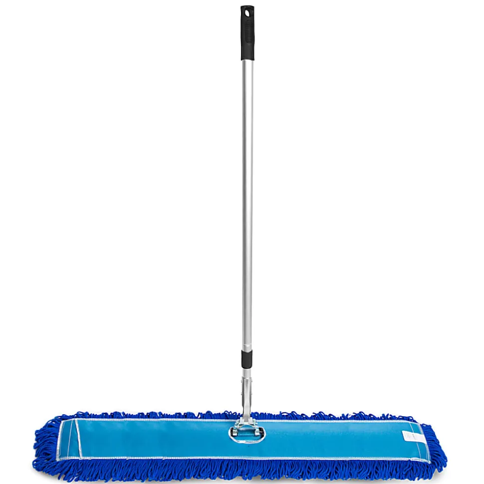 Gritt Commercial All-In-One Microfiber Dust Mop Set With 72" Telescopic Handle, 48", Blue/Silver