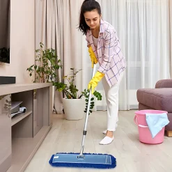 Gritt Commercial All-In-One Microfiber Dust Mop Set With 72" Telescopic Handle, 36", Blue/Silver