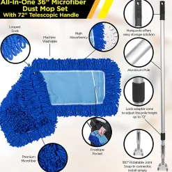 Gritt Commercial All-In-One Microfiber Dust Mop Set With 72