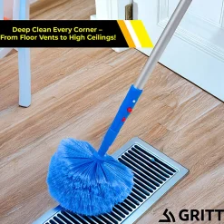Gritt Commercial Cobweb Duster Brush With Telescopic Pole, 6-11/16" Brush/6' Pole, Blue