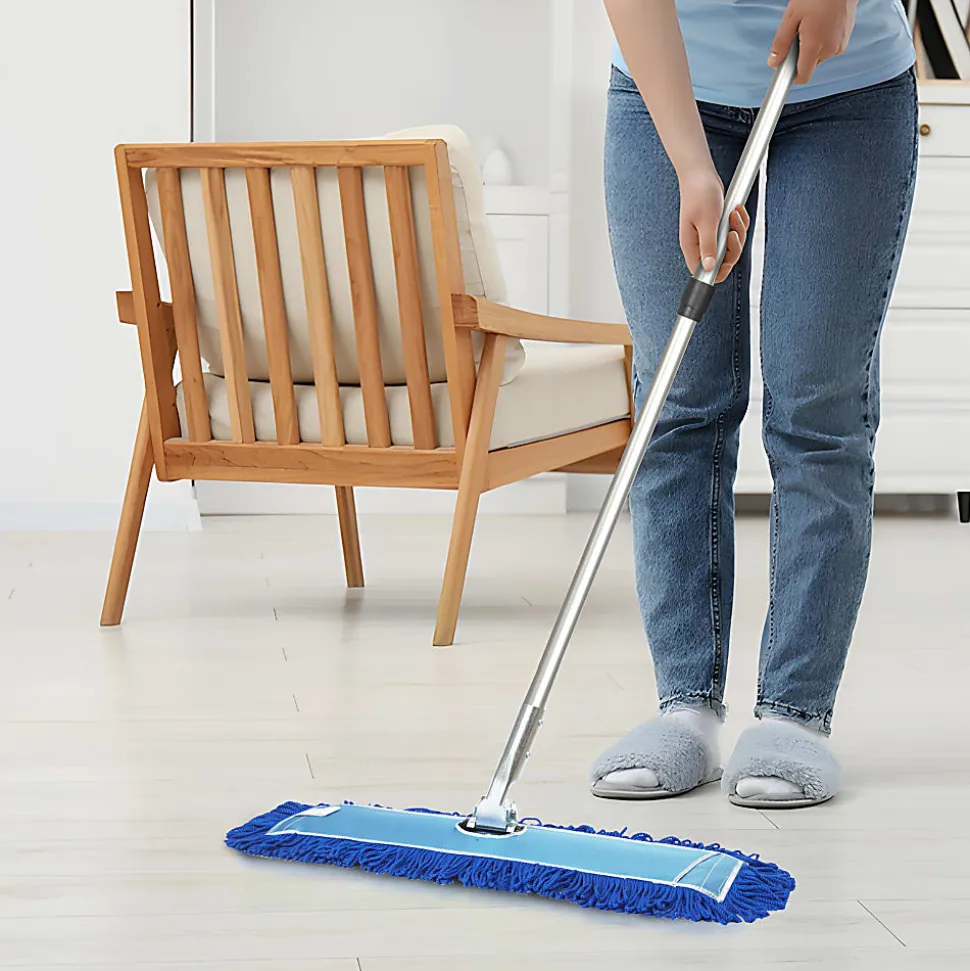 Gritt Commercial Microfiber Looped Dust Mop Pad Head, 36", Blue, Pack Of 3 Pad Heads