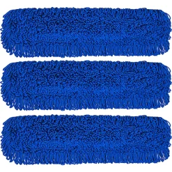 Gritt Commercial Microfiber Looped Dust Mop Pad Head, 36", Blue, Pack Of 3 Pad Heads