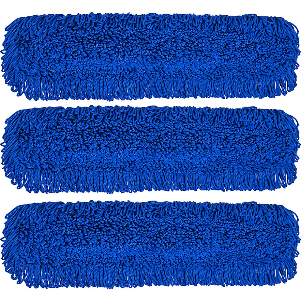 Gritt Commercial Microfiber Looped Dust Mop Pad Head, 36", Blue, Pack Of 3 Pad Heads