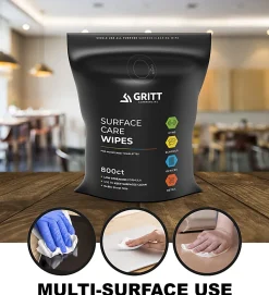 Gritt Commercial Surface Care Wipes, 6" x 8", 800 Wipes Per Refill Bag, Case Of 4 Bags