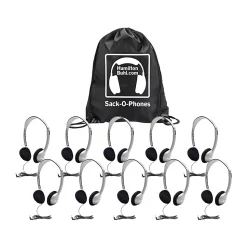 HamiltonBuhlâ„¢ HA2 Sack-O-Phone Headphones, Silver, Pack Of 10