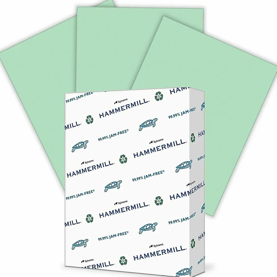 Hammermill® Colors Recycled Copy Paper, 10 Reams, Green, Letter (8.5" x 11"), 5000 Sheets Per Case, 20 Lb
