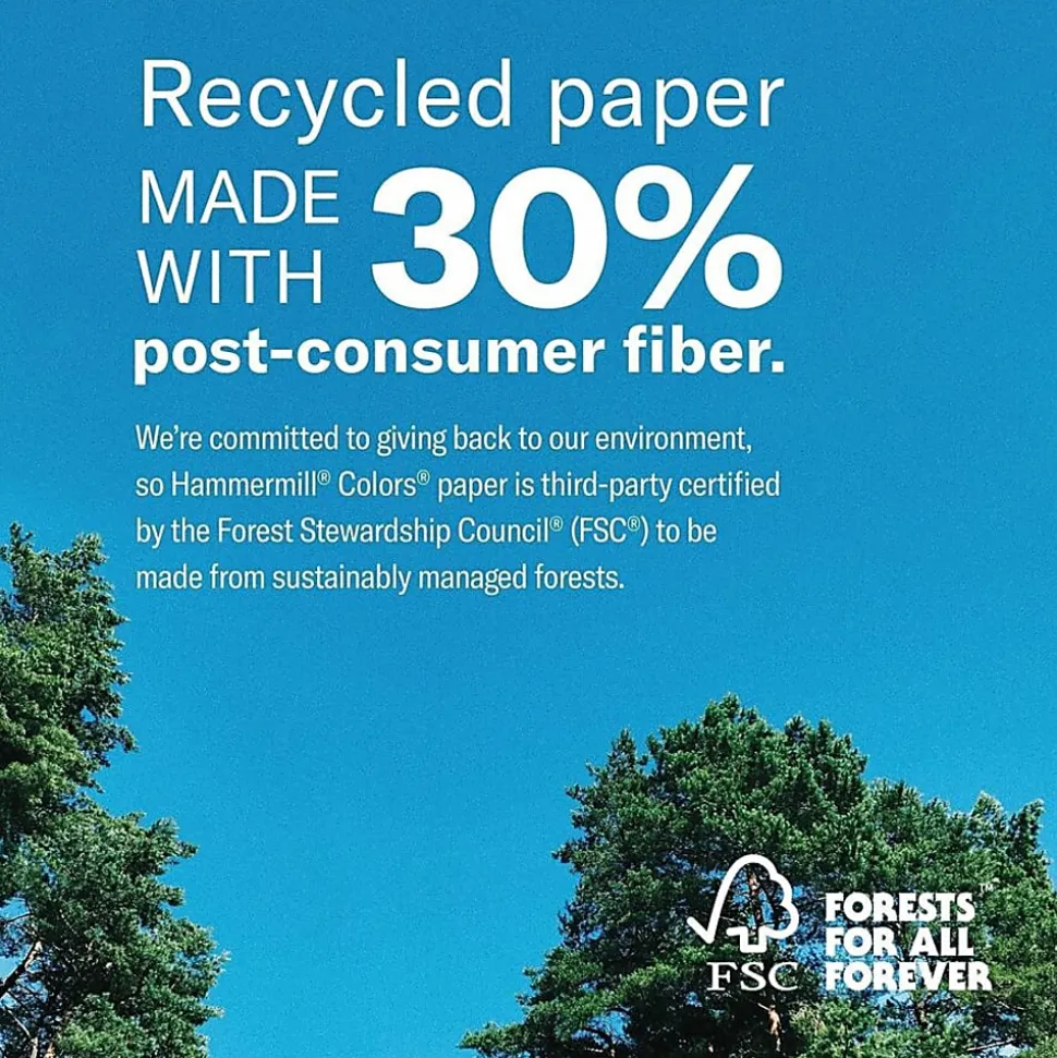 Hammermill® Colors Recycled Copy Paper, 10 Reams, Green, Letter (8.5" x 11"), 5000 Sheets Per Case, 20 Lb