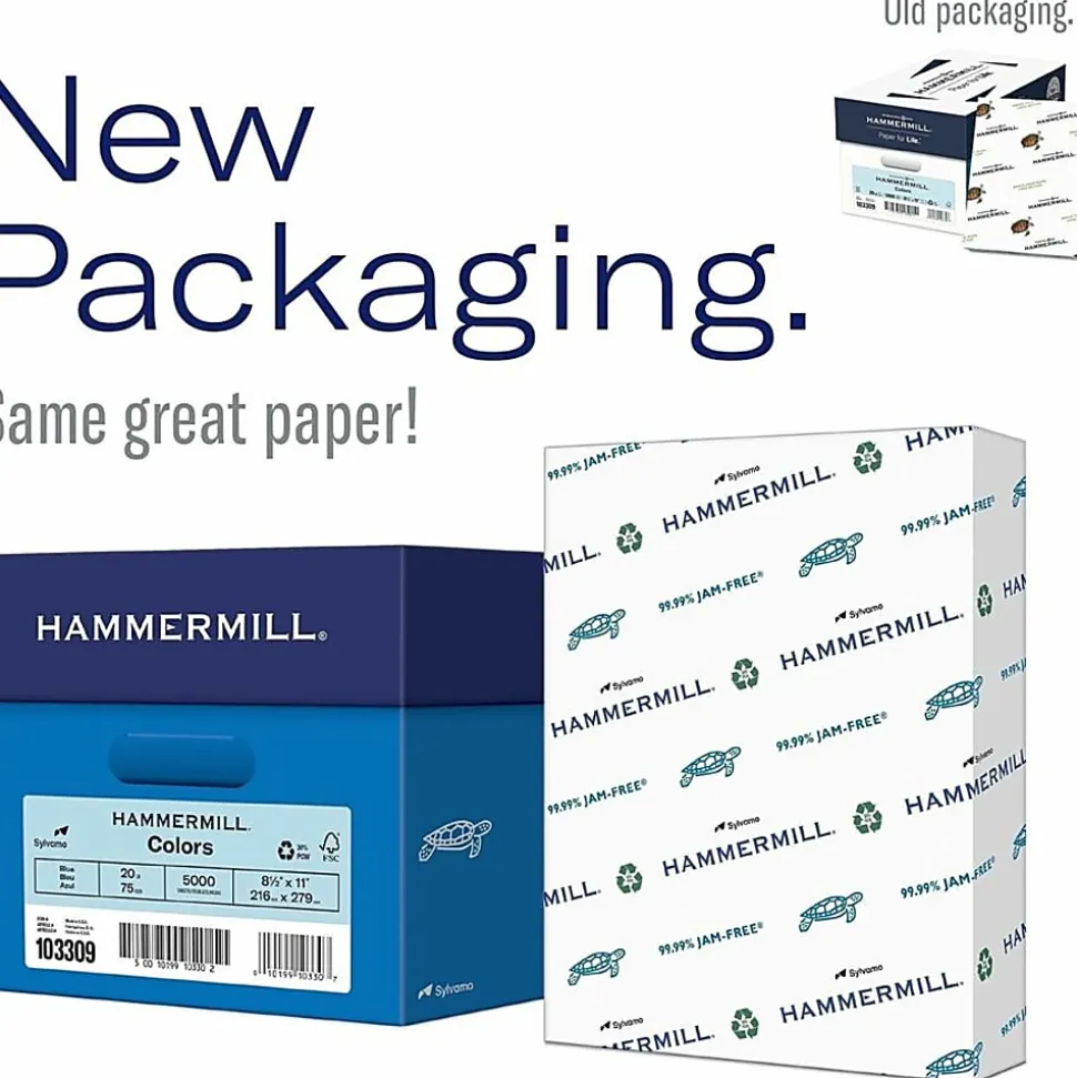 Hammermill® Colors Recycled Copy Paper, 10 Reams, Green, Letter (8.5" x 11"), 5000 Sheets Per Case, 20 Lb