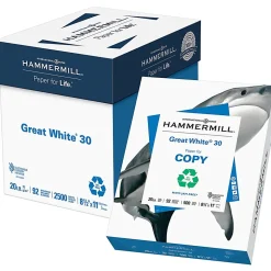 Hammermill® Great White 30 Copy Paper, 5 Reams, White, Letter (8.5" x 11"), 2500 Sheets Per Case, 20 Lb, 92 Brightness