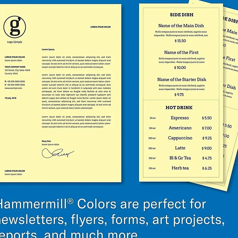 Hammermill® Multi-Use Color Copy Paper, 10 Reams, Canary, Letter (8.5" x 11"), 5000 Sheets Per Case, 20 Lb
