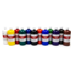 Handy Art Acrylic Paint, 16 Oz, Assorted Colors, Pack Of 12 Bottles