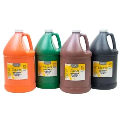 Handy Art Little Masters Washable Tempera Paint Kit, 4 Gallons, Orange/Green/Brown/Black