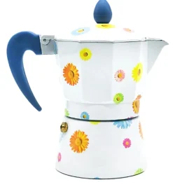 HappiKloc Flowers 3-Cup Espresso Coffee Maker, Multicolor