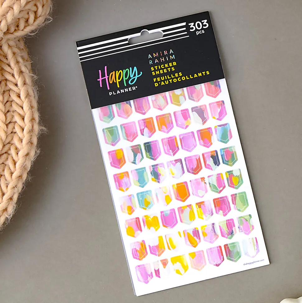 Happy Planner Bright & Brushy Sticker Sheets, Pack Of 10 Sheets, 303 Total Stickers