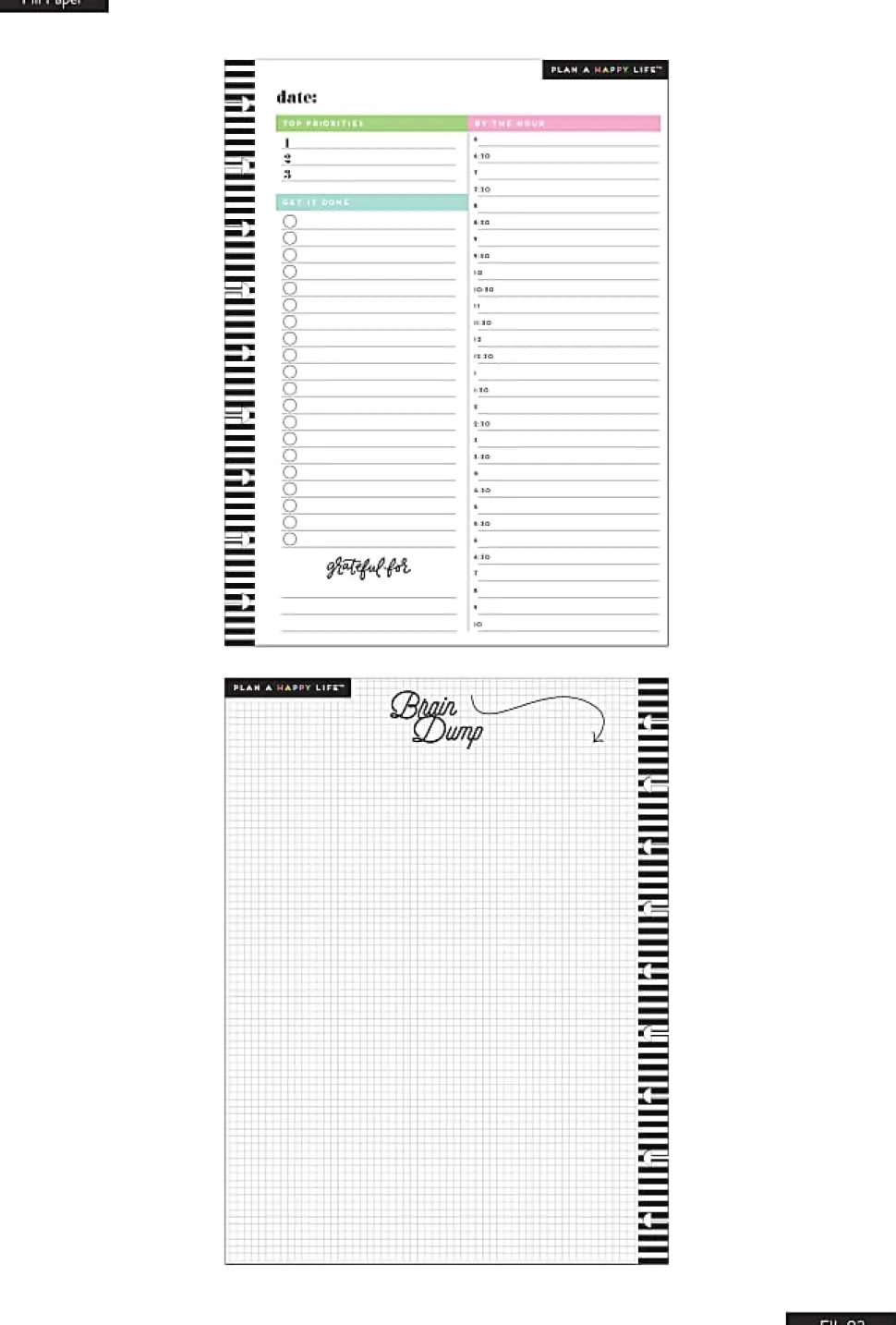 Happy Planner Classic Filler Paper, 40 Sheets, 7" x 9-1/4", Daily