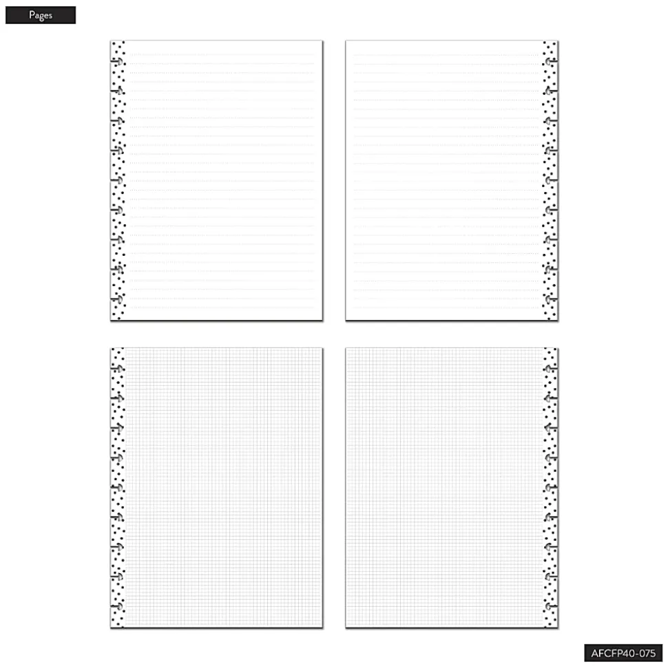 Happy Planner Classic Filler Paper, 40 Sheets, 7" x 9-1/4", Simple Dots