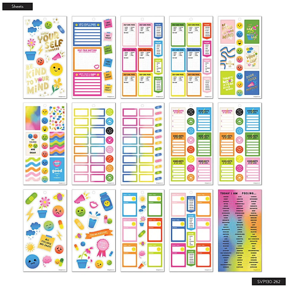 Happy Planner Classic Stickers, 9"H x 4-3/4"W x 1/4"D, Take Care of You, Value Pack Of 688 Stickers