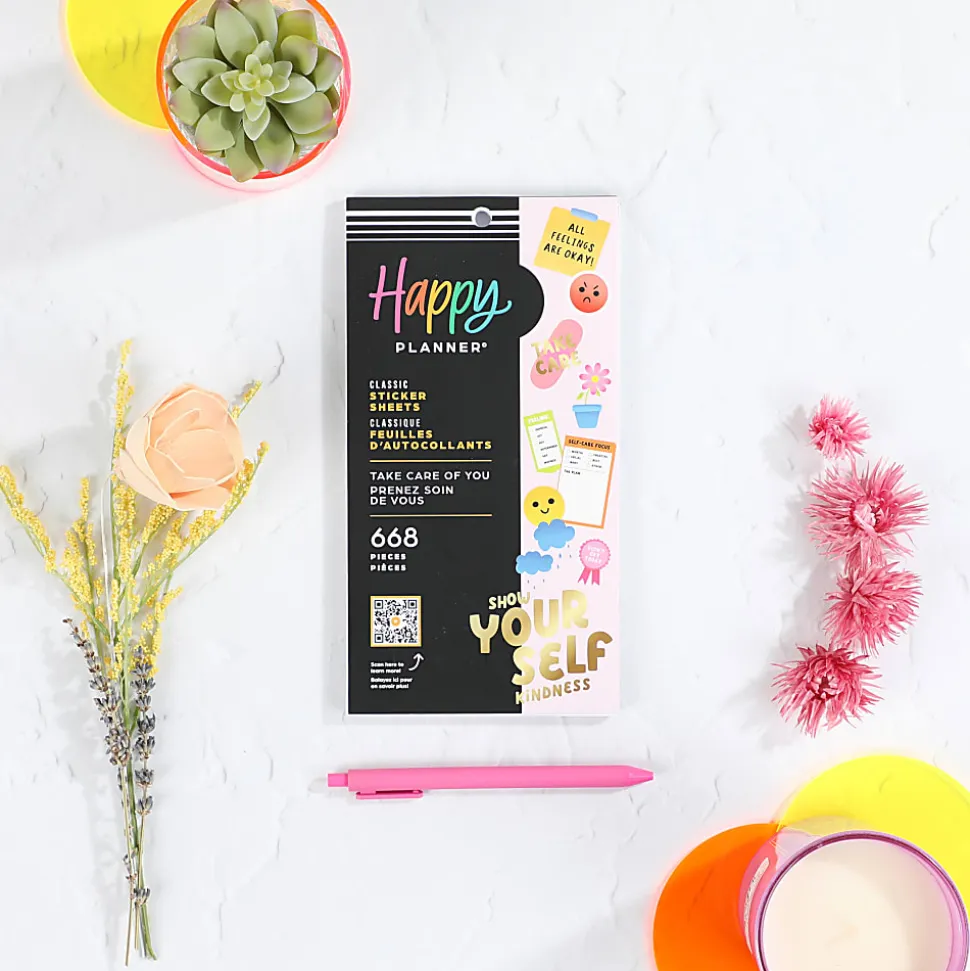 Happy Planner Classic Stickers, 9"H x 4-3/4"W x 1/4"D, Take Care of You, Value Pack Of 688 Stickers