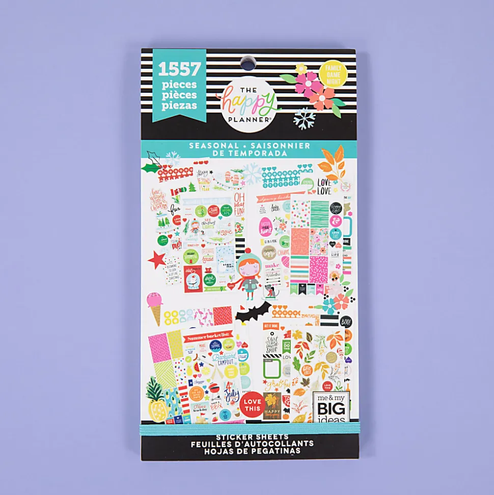 Happy Planner Classic Stickers, 9"H x 4-3/4"W x 1/4"D, Seasonal, Value Pack Of 1,557 Stickers