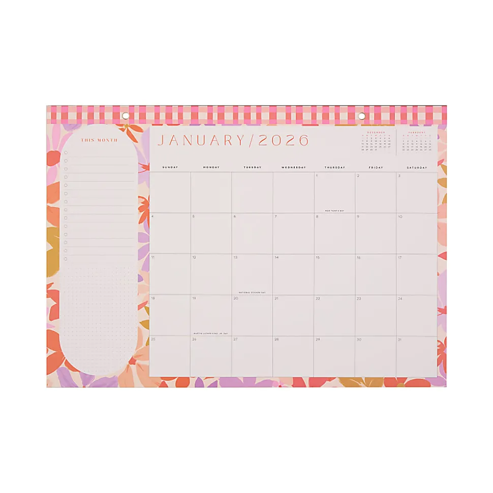 2026 Happy Planner 12-Month Desk Calendar, 12” x 17”, Sunlit Floral, January To December, CD00203002