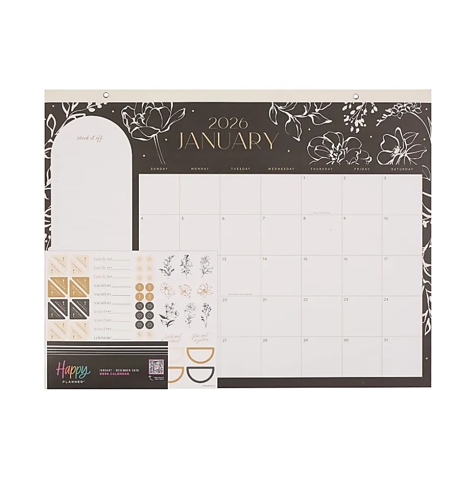 2026 Happy Planner 12-Month Desk Calendar, 22” x 17”, Mod Silhouette, January To December, CD00212003