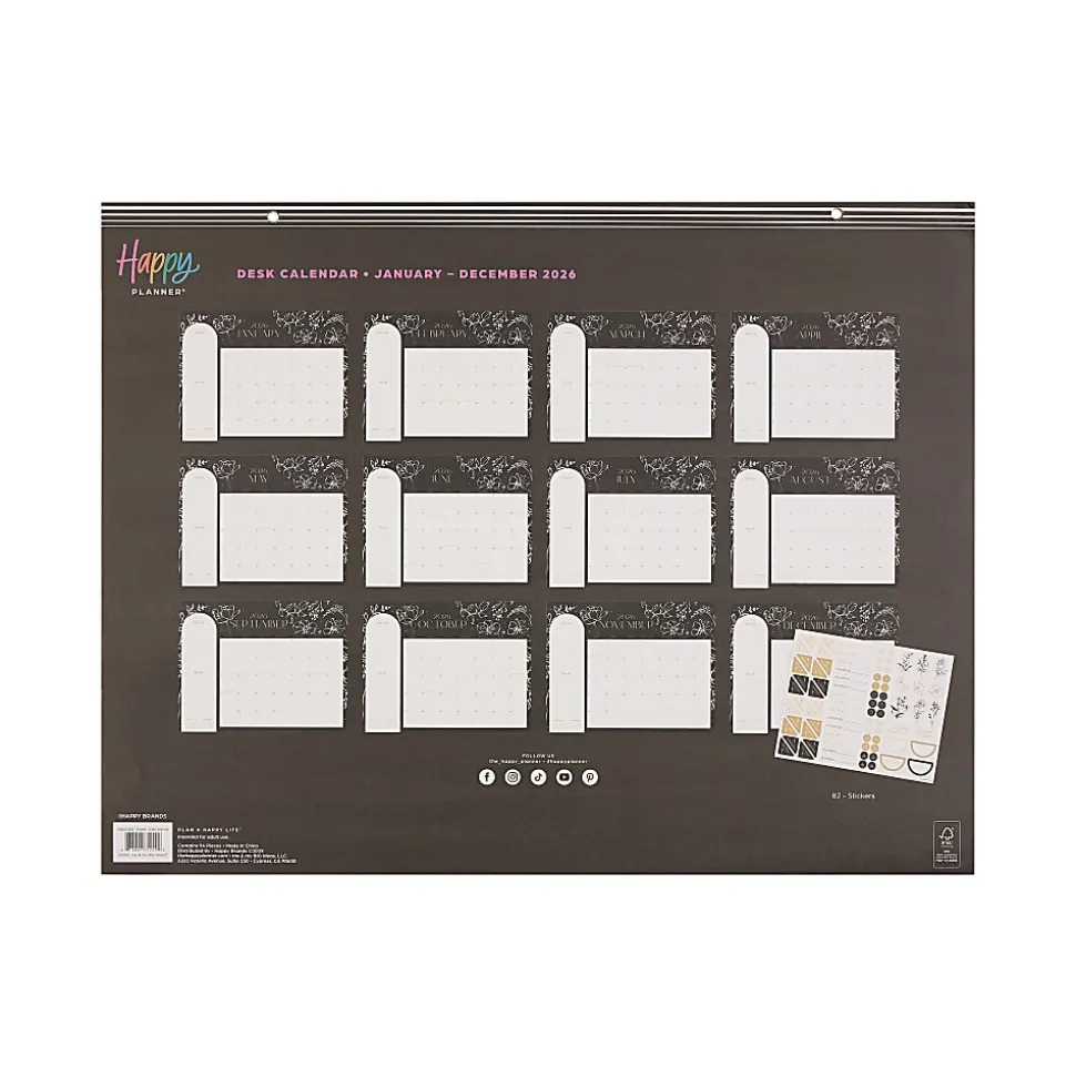 2026 Happy Planner 12-Month Desk Calendar, 22” x 17”, Mod Silhouette, January To December, CD00212003