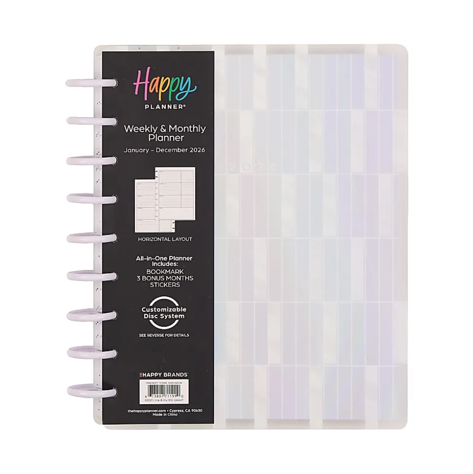 2026 Happy Planner Monthly/Weekly Classic Disc Bound Planner, 7" x 9-1/4", Opal Aura, January To December, PD0076C014