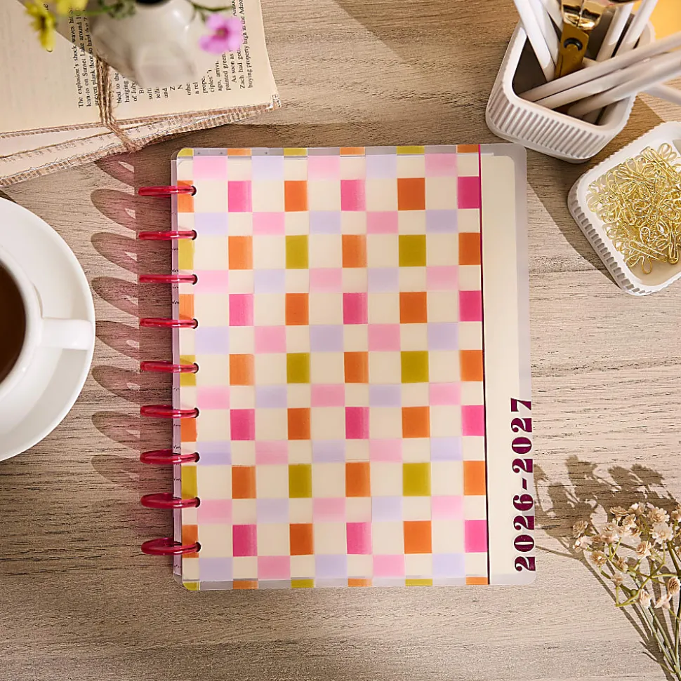 Happy Planner Monthly/Weekly Classic Disc-Bound Planner, 7" x 9-1/4", Sunshine Blooms, July 2026 to June 2027, Total Quantity 1
