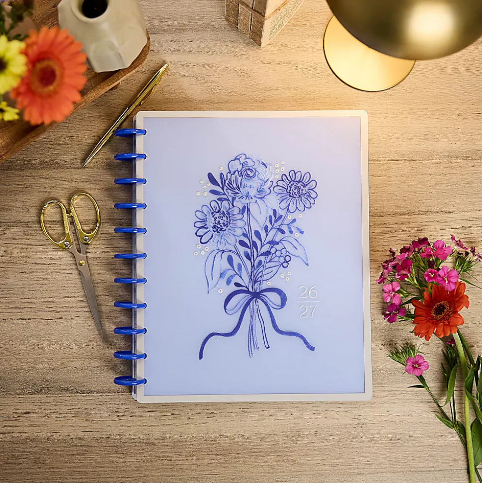 Happy Planner Monthly/Weekly Big Disc-Bound Academic Planner, 8-1/2" x 11", Cottage Blues, July 2026 to June 2027, Total Quantity 1