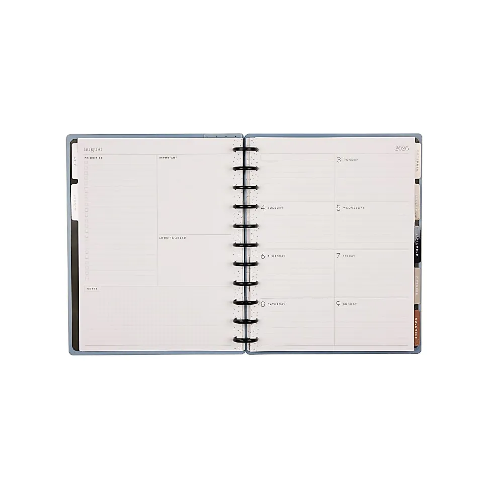 Happy Planner Monthly/Weekly Big Disc-Bound Academic Planner, 8-1/2" x 11", Earth Hues, July 2026 to June 2027, Total Quantity 1