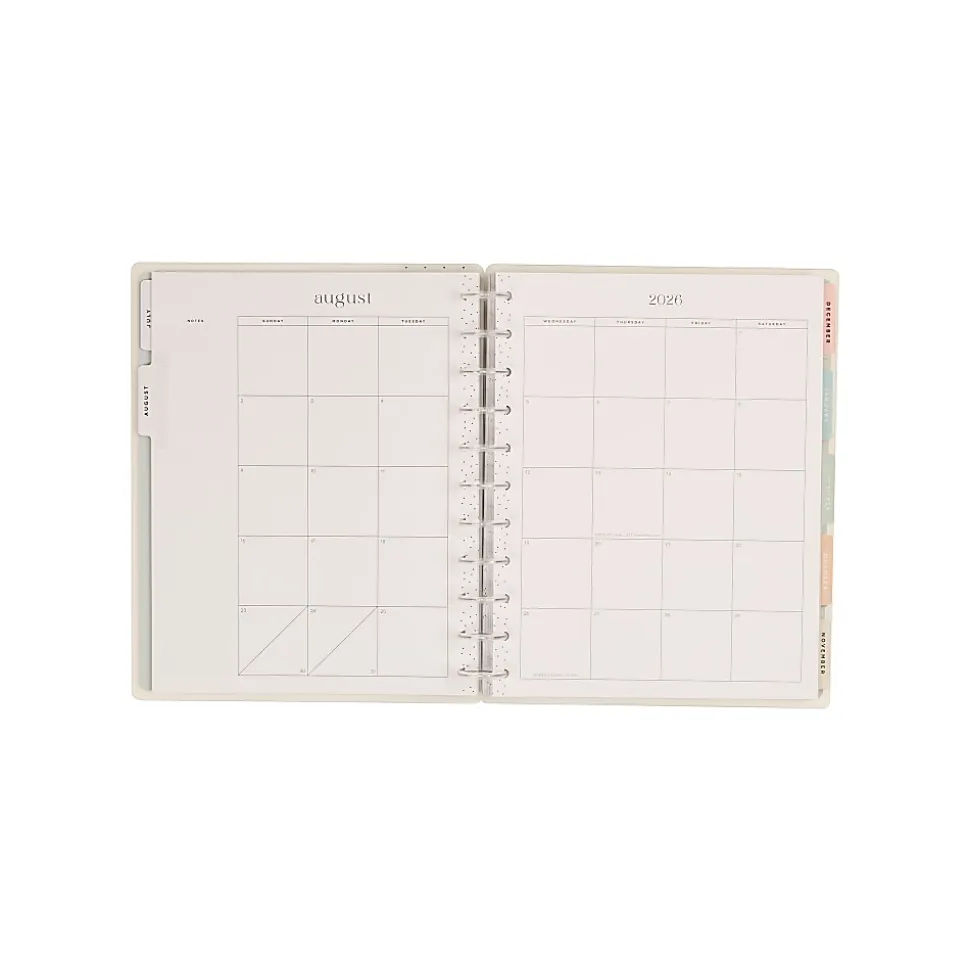 2026-2027 Happy Planner Monthly/Weekly Big Disc-Bound Teacher Planner, 8-1/2" x 11", Light Lessons, July To June, Total Qty 1