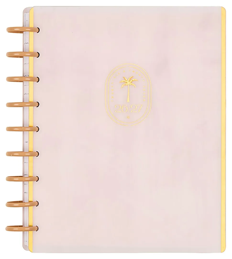 Happy Planner Monthly/Weekly Classic Disc-Bound Academic Planner, 7" x 9-1/4", Dreamy Palms Ivory, July 2026 to June 2027, Total Quantity 1