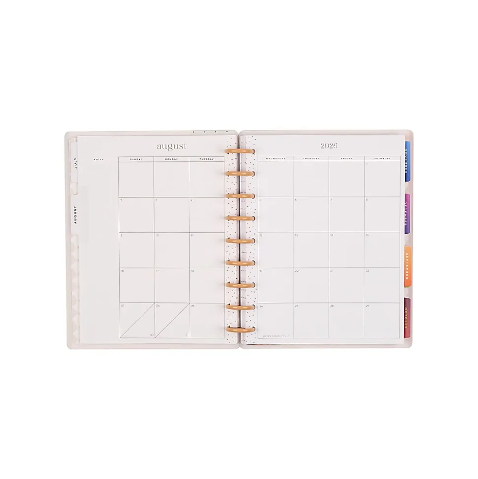 Happy Planner Monthly/Weekly Classic Disc-Bound Academic Planner, 7" x 9-1/4", Dreamy Palms Ivory, July 2026 to June 2027, Total Quantity 1