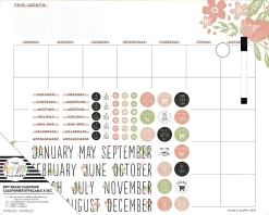 Happy Planner Non-Magnetic Dry-Erase Calendar Board, Tinned Iron, 20” x 16”, Happy Florals, Brushed Gold Metal Alloy Frame