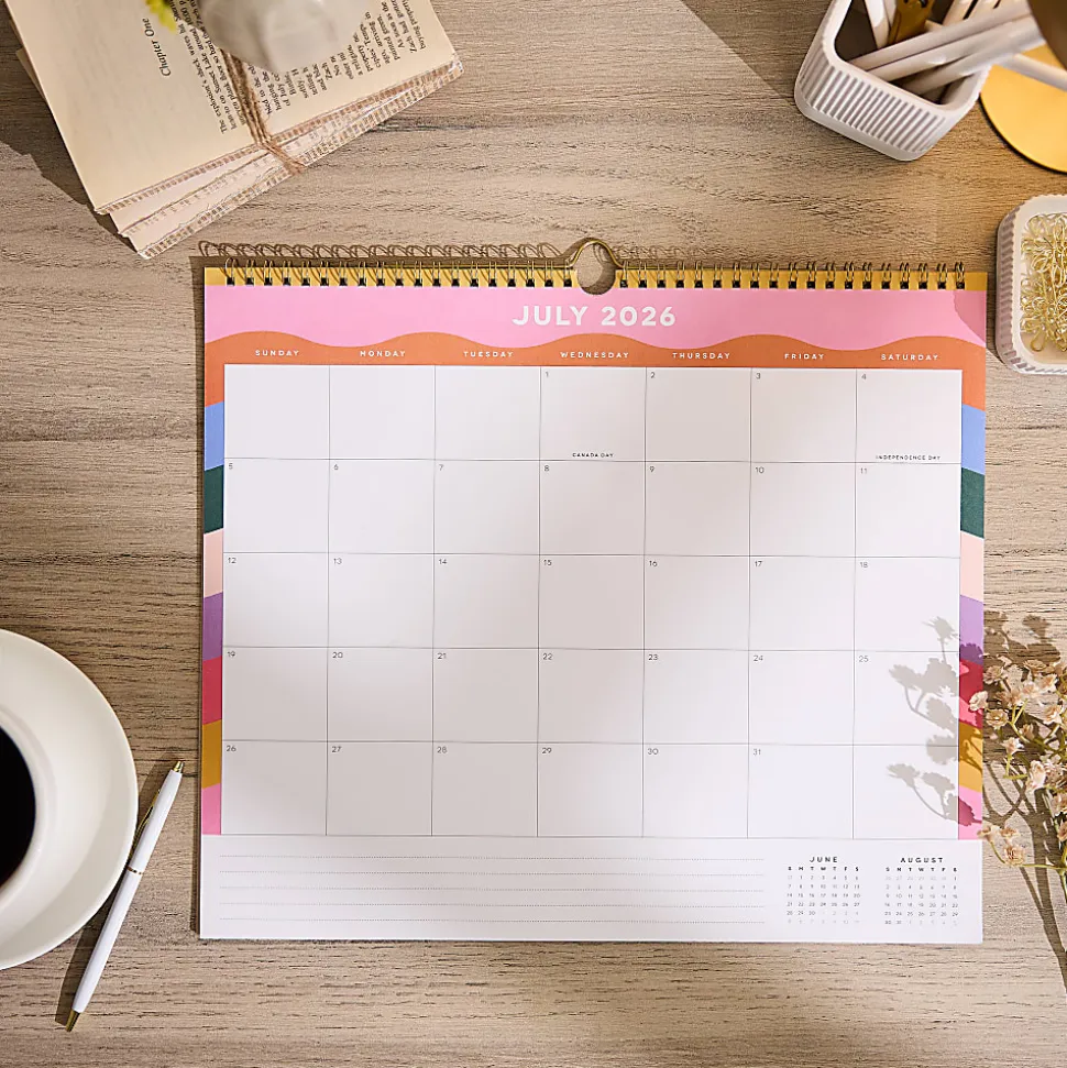 Happy Planner Organized 12-Month Wall Calendar, 14” x 12”, Color Form, July 2026 To June 2027, CWDS12-002, Total Qty 1