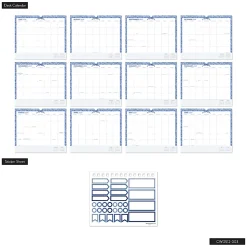 Happy Planner Organized 12-Month Wall Calendar, 14” x 12”, Cottage Blues, July 2026 To June 2027, CWDS12-003, Total Qty 1