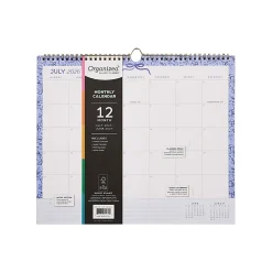 Happy Planner Organized 12-Month Wall Calendar, 14” x 12”, Cottage Blues, July 2026 To June 2027, CWDS12-003, Total Qty 1