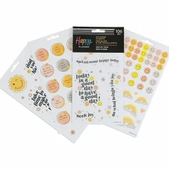 Happy Planner Smiley Face Stickers, 9-1/8" x 4-3/4", Assorted Colors, Pack Of 106 Stickers