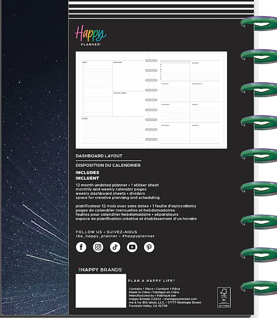 Happy Planner Weekly/Monthly Classic Undated Planner, 7" x 9-1/4", Look To The Stars, PPCU12-050