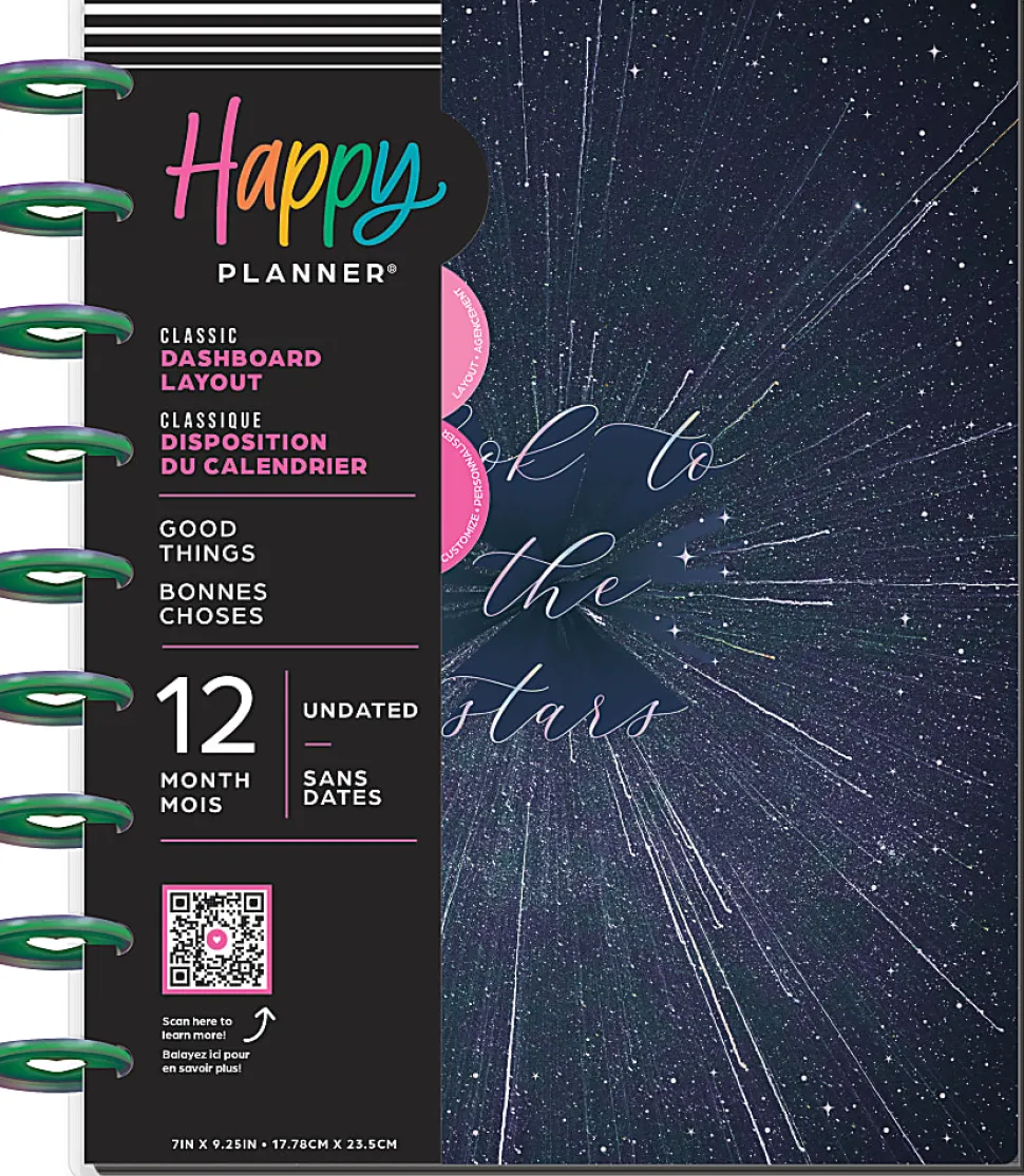 Happy Planner Weekly/Monthly Classic Undated Planner, 7" x 9-1/4", Look To The Stars, PPCU12-050
