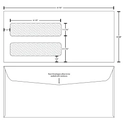 Healthcare 4-1/8" X 8-7/8" Medical Billing Statement Envelopes, Left Side Double-Window, Gum Seal, White, Pack of 1000