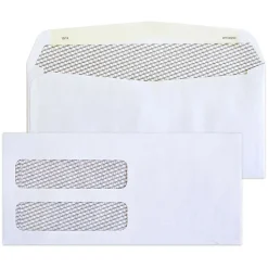 Healthcare 4-1/8" X 8-7/8" Medical Billing Statement Envelopes, Left Side Double-Window, Gum Seal, White, Pack of 500