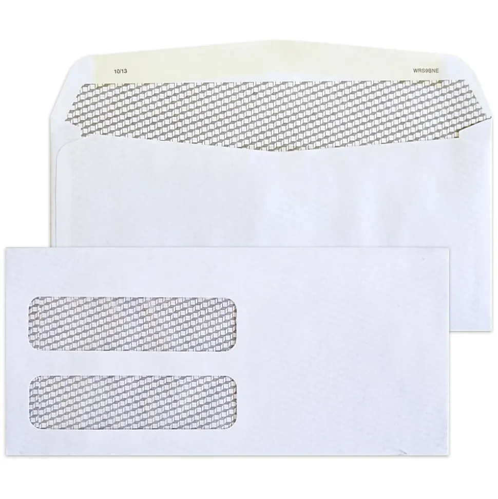 Healthcare 4-1/8" X 8-7/8" Medical Billing Statement Envelopes, Left Side Double-Window, Gum Seal, White, Pack of 500