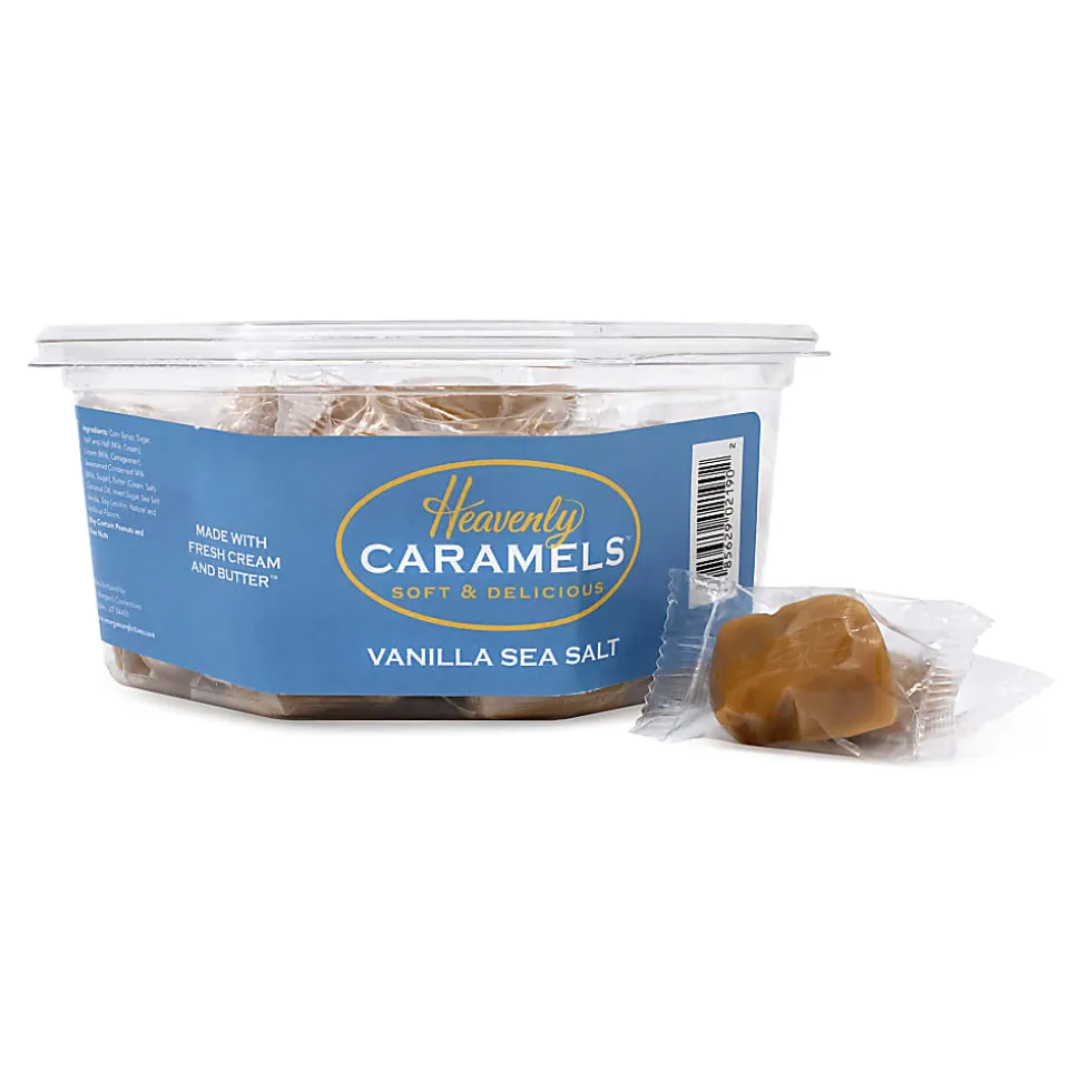 Heavenly Caramels Soft And Delicious Vanilla Sea Salt Caramels, 0.4 Oz, Tub Of 45 Pieces