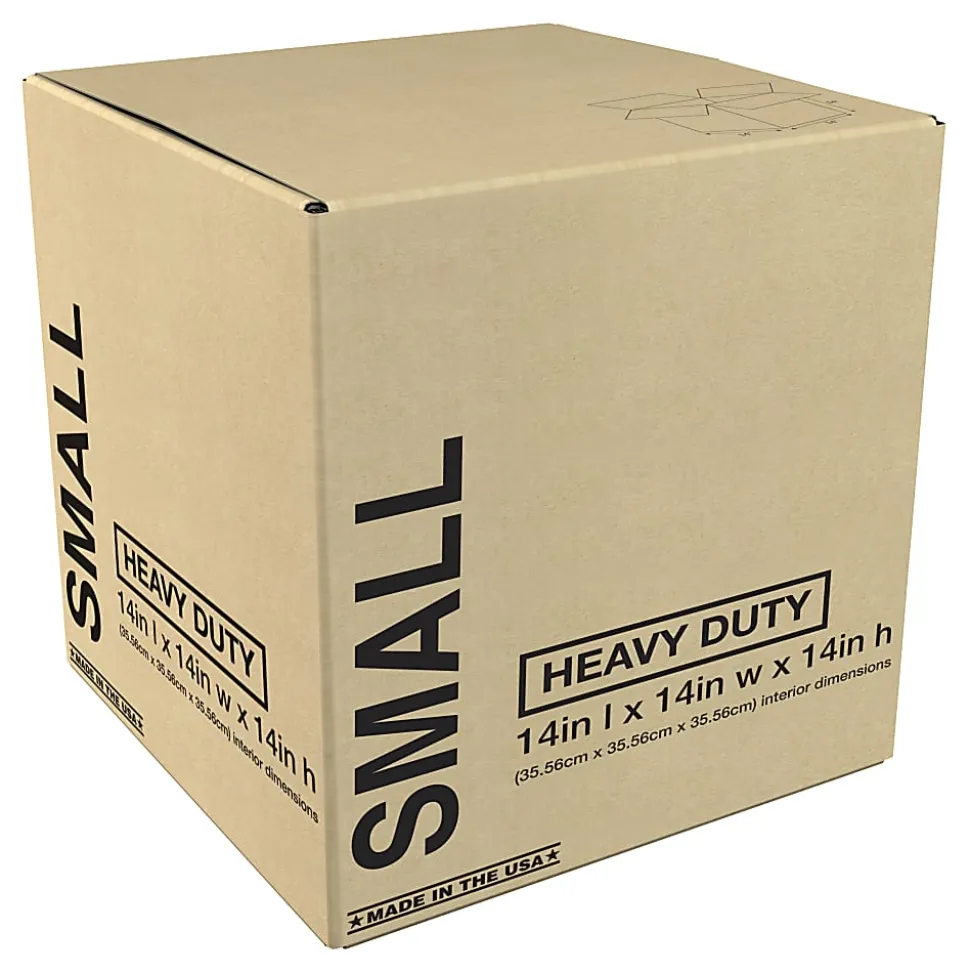 Heavy-Duty Corrugated Moving Box, 14"H x 14"W x 14"D, Kraft