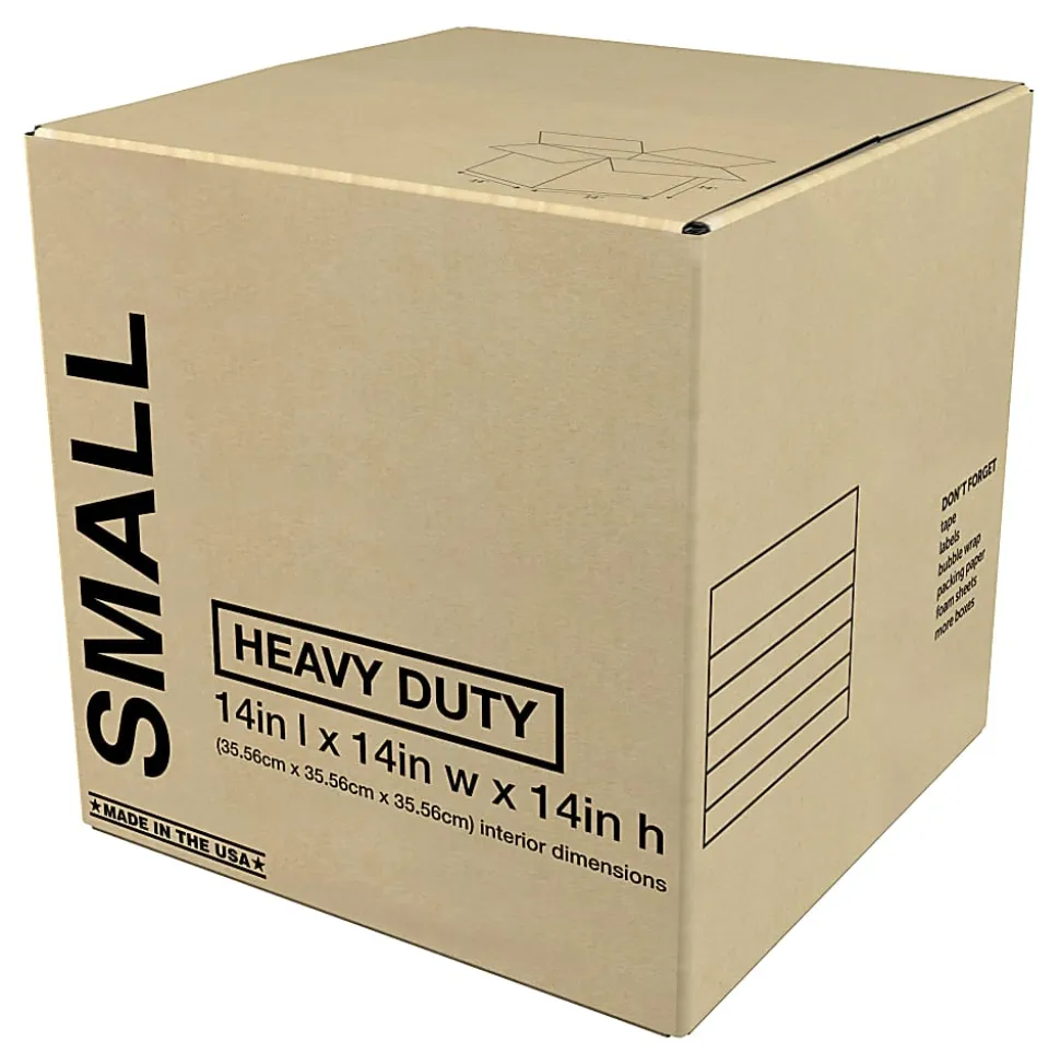 Heavy-Duty Corrugated Moving Box, 14"H x 14"W x 14"D, Kraft