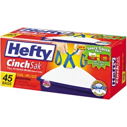 Hefty® Cinch Sak® Tall Kitchen Bags, White,  0.9 mil, 13 Gallons, Box Of 45