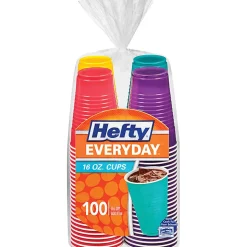 Hefty Everyday 16 oz Disposable Party Cups - 16 fl oz - 100 / Pack - Assorted Bright - Cold Drink, Party