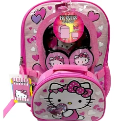 Hello Kitty 3-Piece Backpack Set With Headphones, Pink